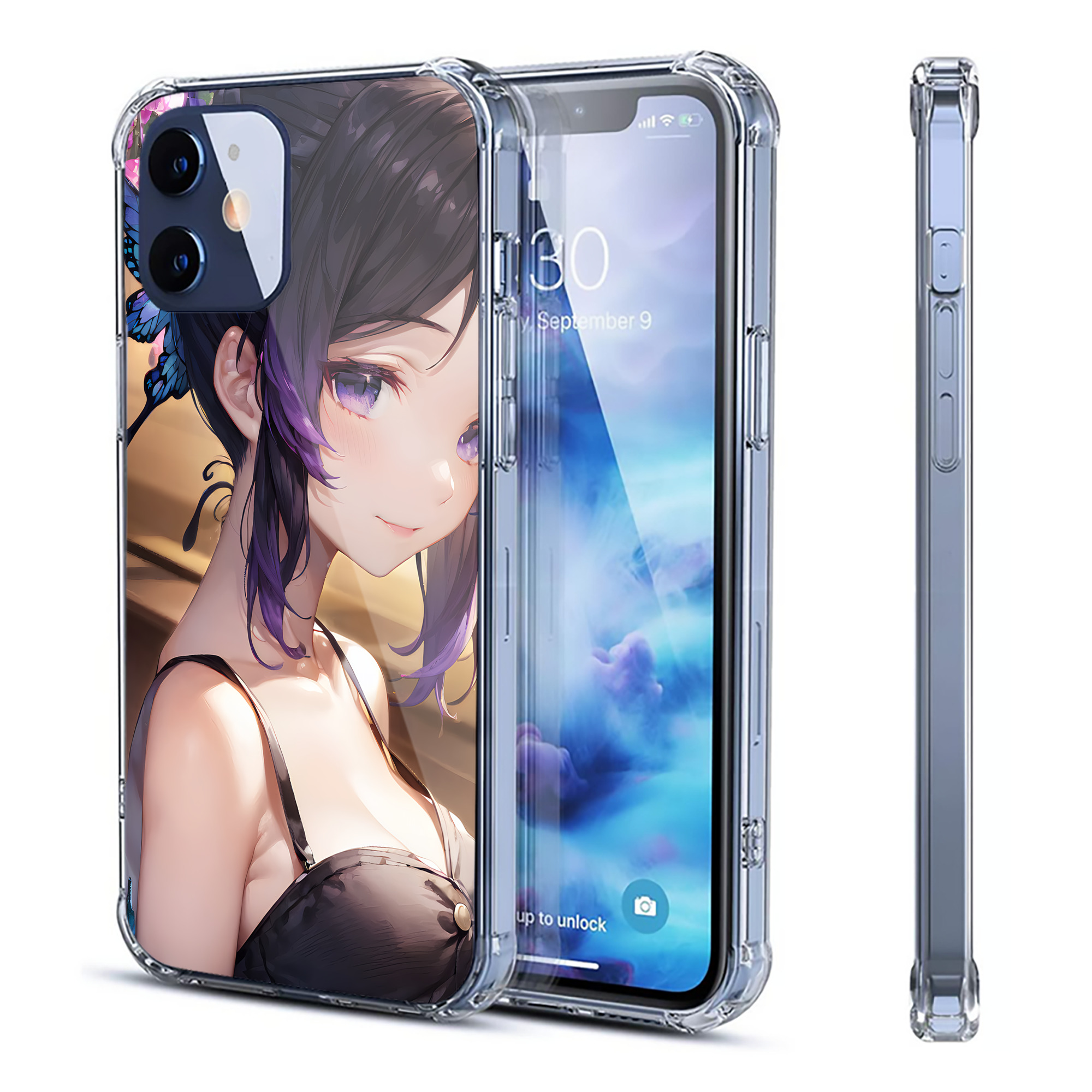 （画像用） 鬼滅の刃（きめつのやいば）蟲柱-胡蝶 しのぶ／こちょう しのぶ Kochou Shinobu 【iPhone 12シリーズ対応】透明スマホケース（クリアソフトケース）